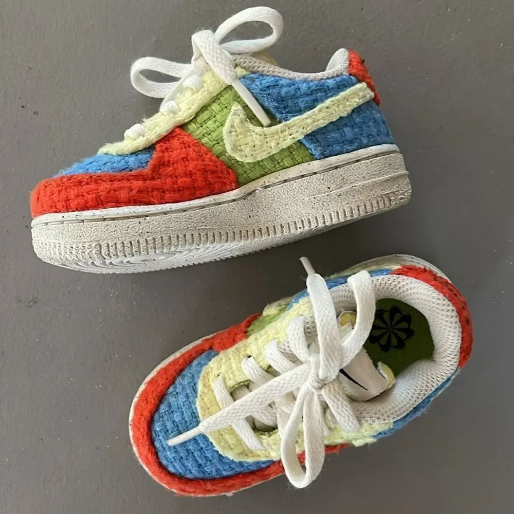 NIKE FORCE 1 LOW LV8 NEXT NATURE TD 'HEMP - MULTI' SIZE 6 C TODDLER DV2194 400